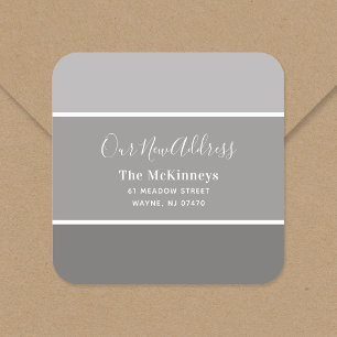 Grijs verfstaal Nieuw adres Vierkante Sticker