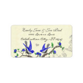  Grijs Vogel Royal Blue Blossoms RSVP Etiket (Voorkant)
