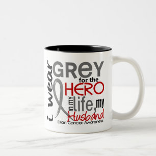 Grijs voor mijn Hero 2 Husband Brain Cancer Tweekleurige Koffiemok
