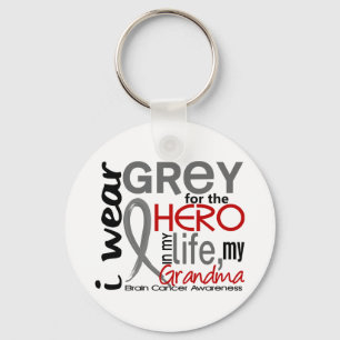 Grijs voor mijn Hero 2 Oma Brain Cancer Sleutelhanger