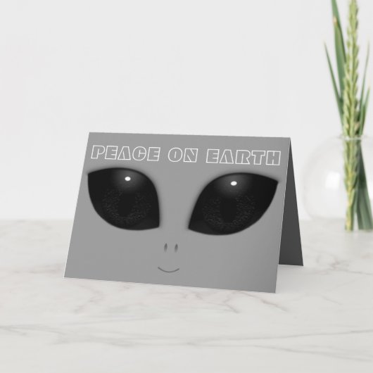 Grijs-vreemde Grappige Kerstmis van Ogen Feestdagen Kaart (Voorkant)