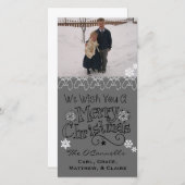 Grijs Wens je Vrolijk Kerstmis Fotokaart Feestdagenkaart (Voorkant / Achterkant)