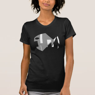Grijs Wit Abstract Hedendaagse Vis Abstracte Kunst T-shirt