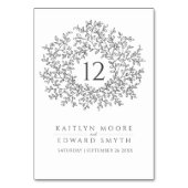 Grijs wit blad cirkel monogram bruiloft op maat kaart (Voorkant)