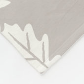 Grijs wit blad  lijnbladpatroon fleece deken (Hoek)