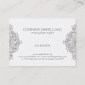 Grijs & Wit  Bloemen Ornament Design Visitekaartje (Achterkant)