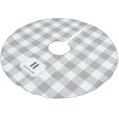 Grijs & wit Buffalo Plaid Monogram Kerstboom Rok (Gekanteld)