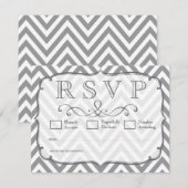 Grijs & Wit Chevron bruiloft RSVP Kaarten Kaartje (Voorkant / Achterkant)