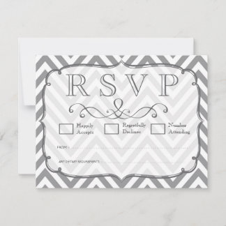 Grijs & Wit Chevron bruiloft RSVP Kaarten Kaartje