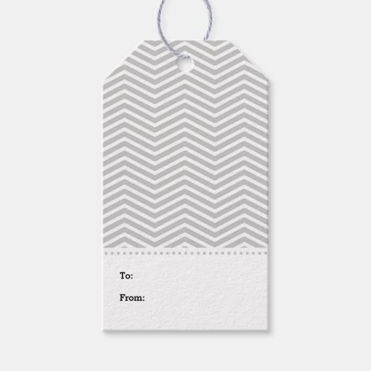 Grijs Wit Chevron Modern Gift Labels Cadeaulabel (Voorkant)