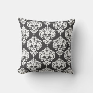 Grijs & Wit Damast Modern Elegant Patroon Kussen