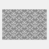 Grijs wit demaspatroon Monogram Inpakpapier Vel (Voorkant 2)
