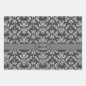 Grijs wit demaspatroon Monogram Inpakpapier Vel (Voorkant)
