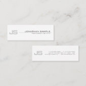 Grijs wit elegant rendy monogram Eenvoudig ontwerp Mini Visitekaartje (Voorkant / Achterkant)