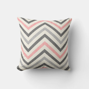 Grijs Wit en Baby Roze Chevron Patroon Kussen