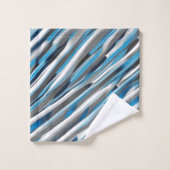 Grijs, wit en blauw lijnpatroon bad handdoek (Wasdoekje)