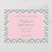 Grijs, wit en pastel Roze Baby shower Briefkaart (Voorkant)
