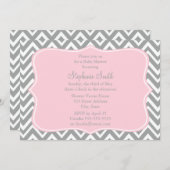 Grijs, wit en pastel Roze Baby shower Kaart (Voorkant / Achterkant)