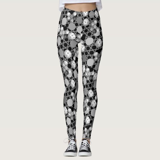 Grijs, wit en zwart Picleball Leggings (Voorkant)