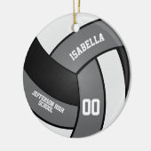 Grijs, wit en zwart volleybal keramisch ornament (Links)