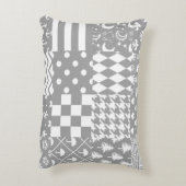Grijs Wit Gemengde Patchwork Ontwerp Accent Kussen (Achterkant (Verticaal))