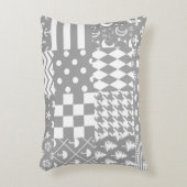 Grijs Wit Gemengde Patchwork Ontwerp Accent Kussen (Voorkant(Verticaal))