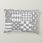 Grijs Wit Gemengde Patchwork Ontwerp Accent Kussen (Achterkant)