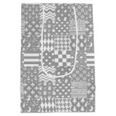 Grijs Wit Gemengde Patchwork Ontwerp Medium Cadeauzakje (Achterkant)