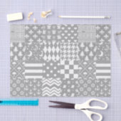 Grijs Wit Gemengde Patchwork Ontwerp Tissuepapier (Craft)
