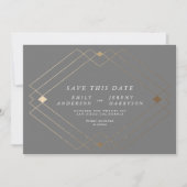 Grijs & Wit | Gold Deco lijnen opslaan de datum Aankondiging (Voorkant)