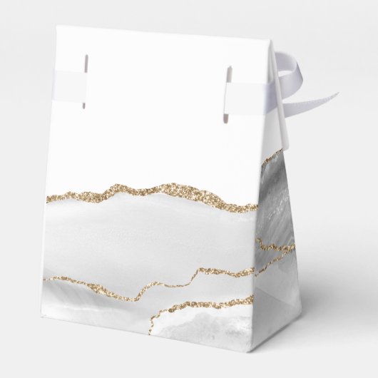 Grijs Wit Goud Agaat Script Eerste Communie Bedankdoosjes (Achterkant)