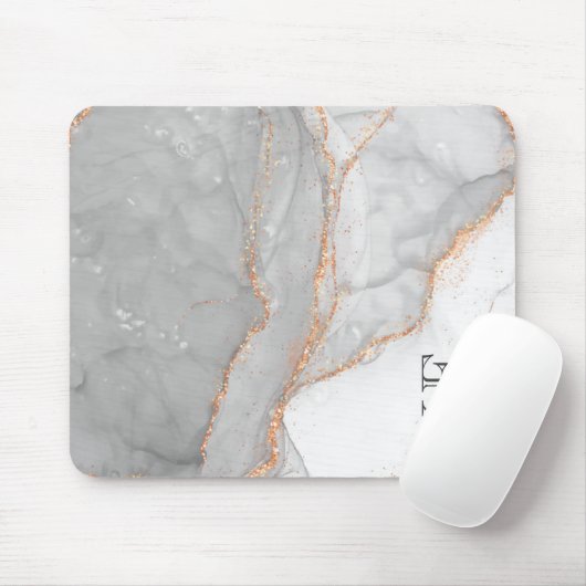Grijs Wit Goud Glitter Marmer Muismat (Met muis)