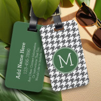 Grijs Wit Groen Houndstooth Patroon Monogram