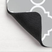 Grijs Wit Groot Quatrefoil Patroon Muismat (Hoek)