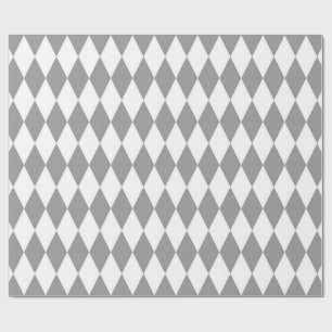 Grijs Wit Harlequin Diamonds Patroon Design Cadeaupapier