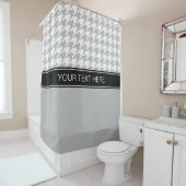 Grijs Wit Houndstooth CB Zwart Naam Monogram Douchegordijn (In situ)