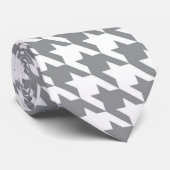 Grijs & Wit Houndstooth stropdas (Opgerold)