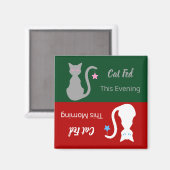 Grijs/Wit Kat Gevoed Herinneringsmagneet Magneet (Voorkant / Achterkant)