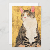 grijs wit kattenportret feestdagenkaart (Voorkant / Achterkant)