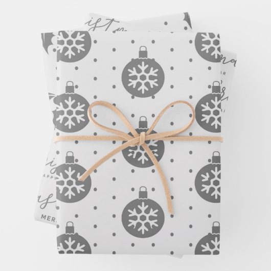 Grijs & Wit Kerst Verpakkingsdocument Inpakpapier Vel (In situ)