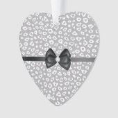Grijs Wit Luipaard Lint Boog Diamant Ornament (voorkant)