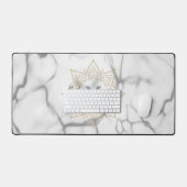 Grijs & Wit Marmer Effect Goud Mandala Monogram Bureaumat (Keyboard & Muis)