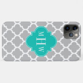 Grijs wit Marokkaans #5 Blauwgroen 3 Initiaal mono Case-Mate iPhone Case (Achterkant (horizontaal))