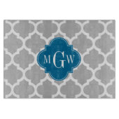 Grijs wit Marokkaans #5 Peacock 3 Initiaal monogra Snijplank (Voorkant)