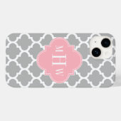 Grijs wit Marokkaans #5 Roze 3 Initiaal monogram Case-Mate iPhone Case (Achterkant (horizontaal))