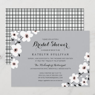 Grijs wit Modern Anemone Vrijgezellenfeest Kaart