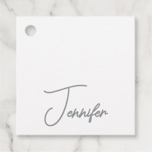 Grijs Wit Moderne Minimalistische Handschrift Naam Bedankjes Labels