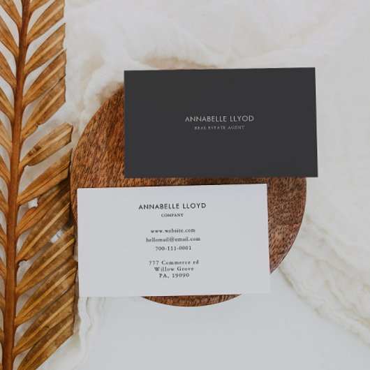 Grijs Wit Retro Vastgoed Agent Visitekaartje