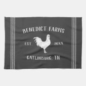 Grijs & Wit Rustiek Chicken Gepersonaliseerde Boer Theedoek (Horizontaal)