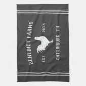 Grijs & Wit Rustiek Chicken Gepersonaliseerde Boer Theedoek (Verticaal)